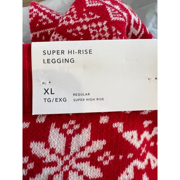American Eagle Outfitters Cozy Knit Fair Isle Super High Rise Leggings Red XL - Picture 5 of 7